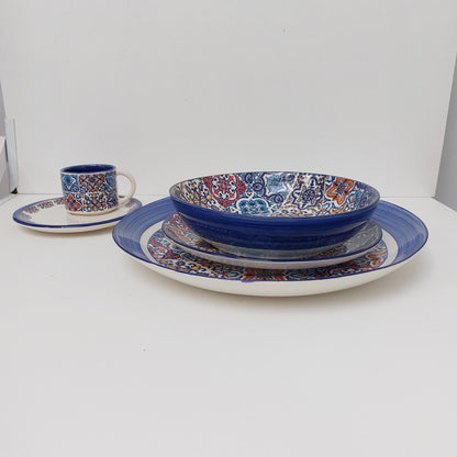 Handmade Portuguese Ceramic Plate Set, Azulejo Dinnerware