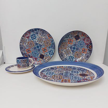 Handmade Portuguese Ceramic Plate Set, Azulejo Dinnerware
