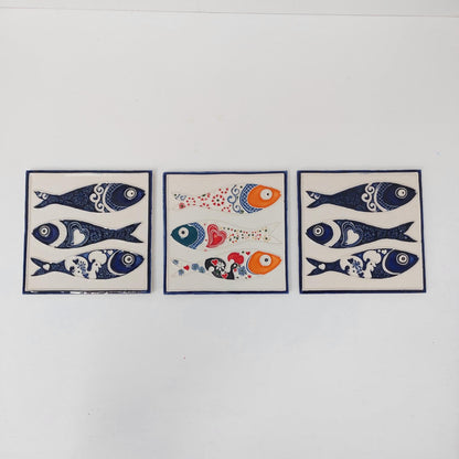 Hand-Painted Sardine Tile Mural: Authentic Portuguese Azulejo Wall Art