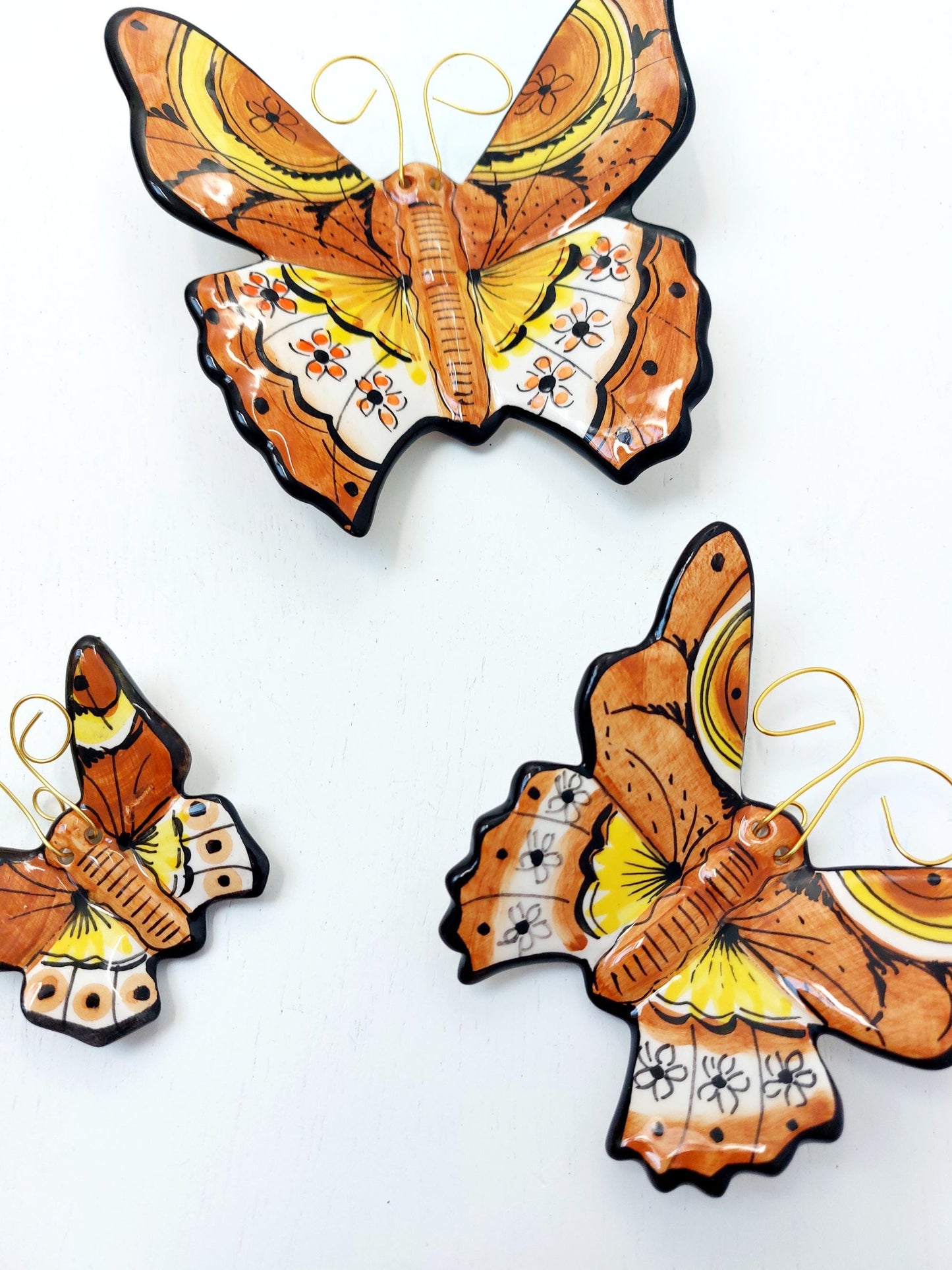 Hand-Painted Ceramic Butterfly Wall Art, 3D Mural (Set of 6)