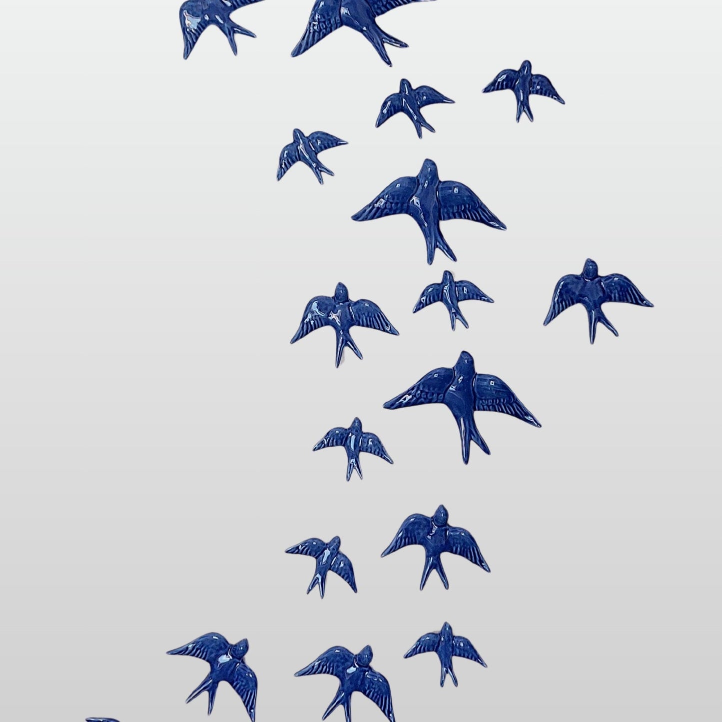 Hand-Painted Ceramic Swallows Wall Art – Set of 30 Portugal Souvenir