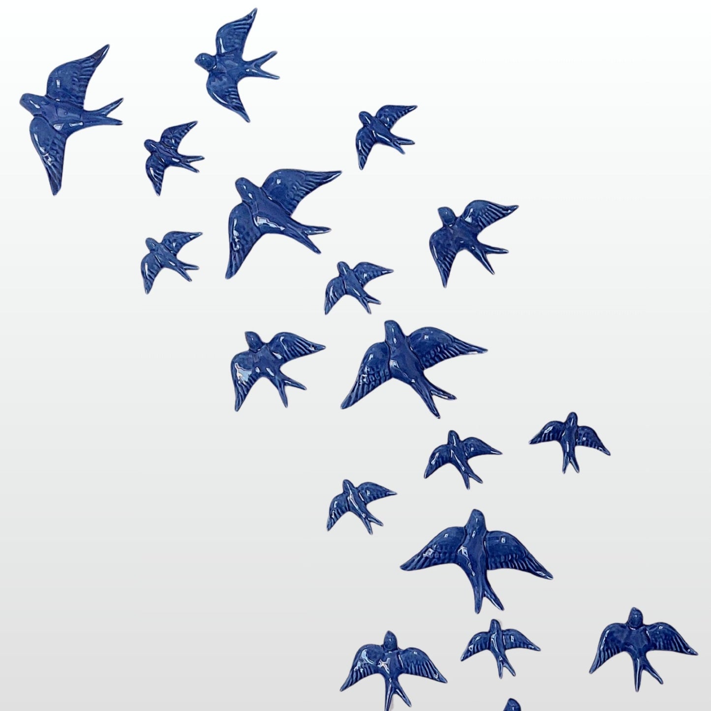 Hand-Painted Ceramic Swallows Wall Art – Set of 30 Portugal Souvenir