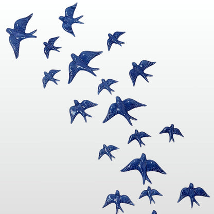 Hand-Painted Ceramic Swallows Wall Art – Set of 30 Portugal Souvenir