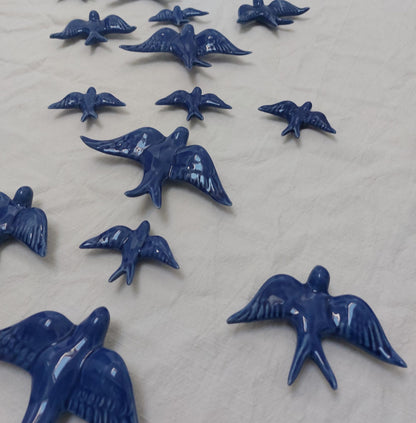 Hand-Painted Ceramic Swallows Wall Art – Set of 30 Portugal Souvenir