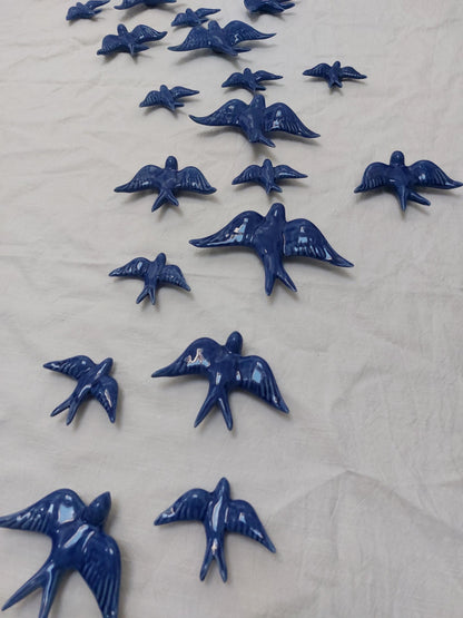 Hand-Painted Ceramic Swallows Wall Art – Set of 30 Portugal Souvenir