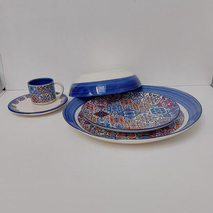 Handmade Portuguese Ceramic Plate Set, Azulejo Dinnerware