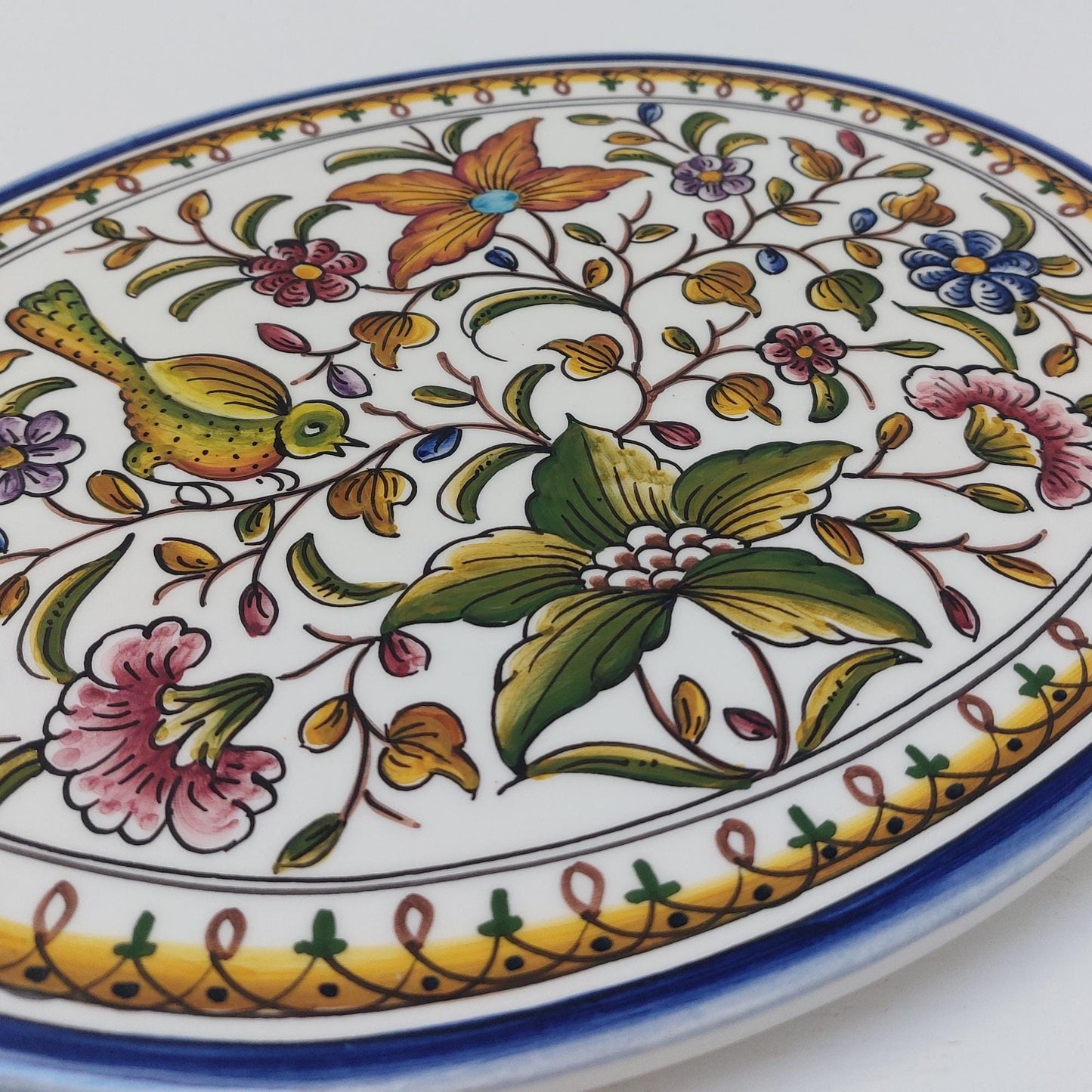 Hand-Painted Portuguese Ceramic Tile, Decorative Trivet
