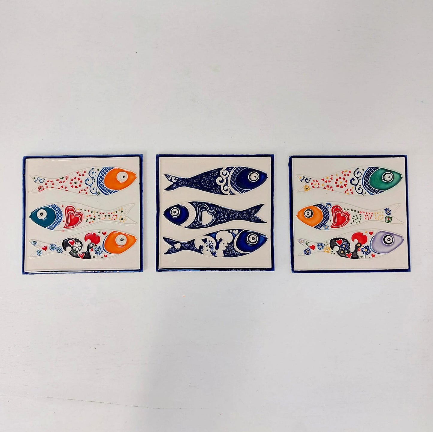 Hand-Painted Sardine Tile Mural: Authentic Portuguese Azulejo Wall Art