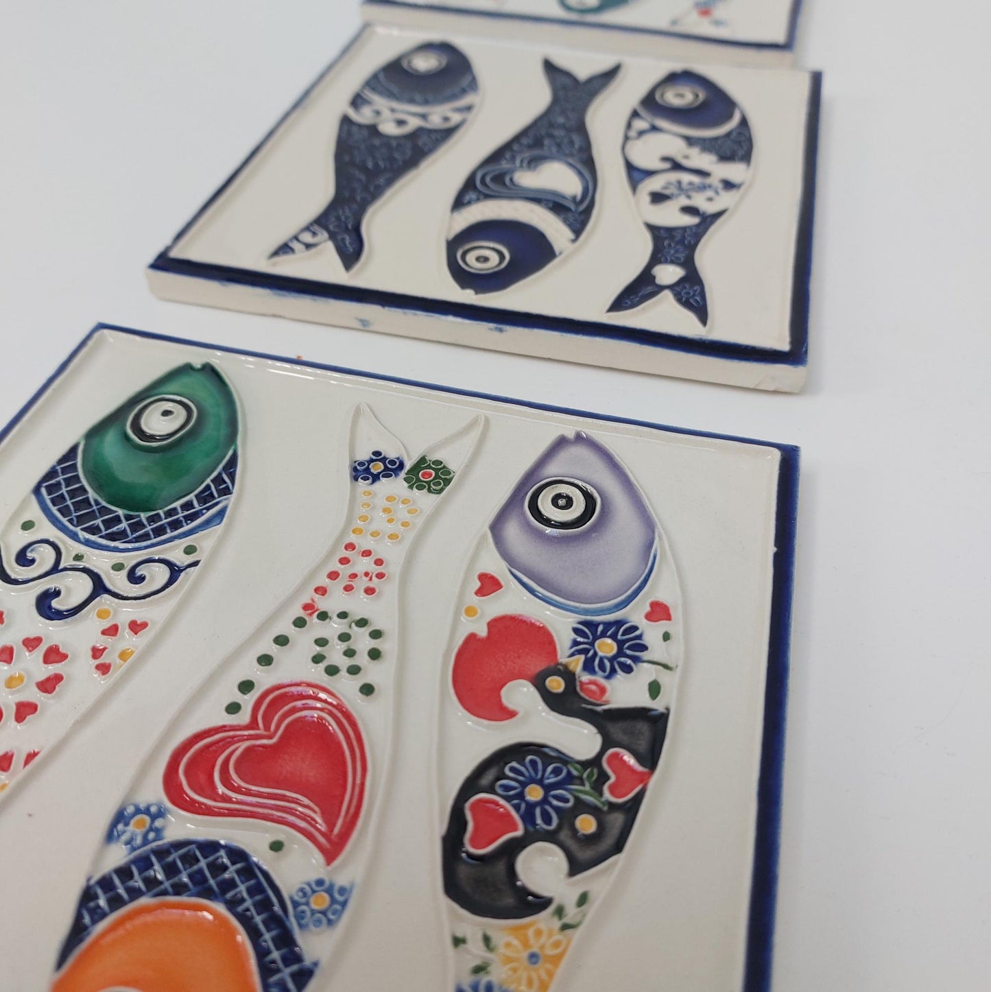 Hand-Painted Sardine Tile Mural: Authentic Portuguese Azulejo Wall Art