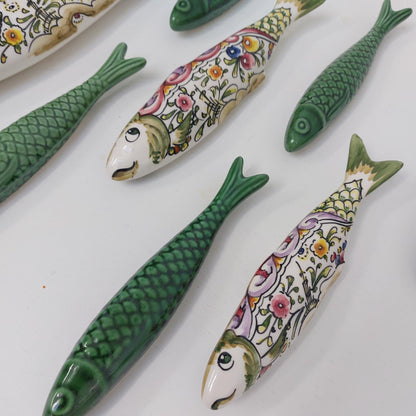 Hand-Painted Ceramic Sardines Wall Art, Portuguese Decor, Set of 4