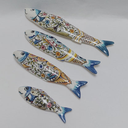 Hand Painted Ceramic Sardines Set, Portuguese Wall Decor