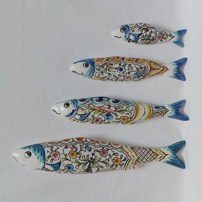 Hand Painted Ceramic Sardines Set, Portuguese Wall Decor