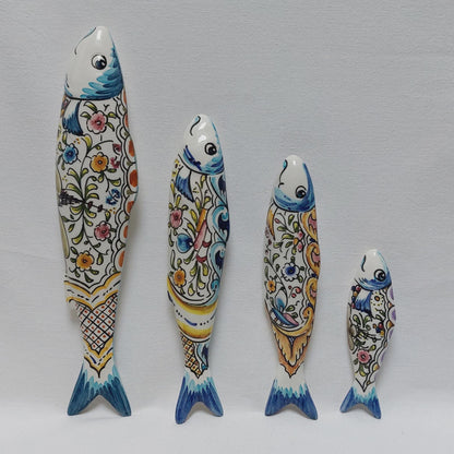 Hand Painted Ceramic Sardines Set, Portuguese Wall Decor