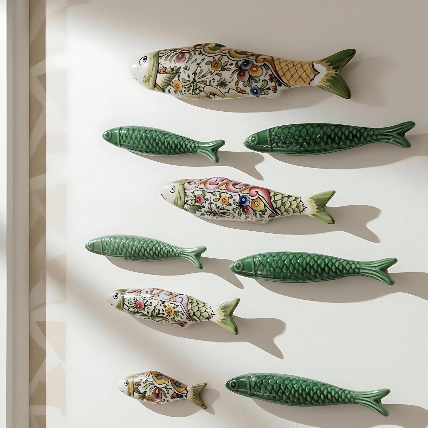 Hand-Painted Ceramic Sardines Wall Art, Portuguese Decor, Set of 4