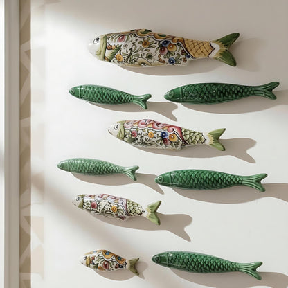Hand-Painted Ceramic Sardines Wall Art, Portuguese Decor, Set of 4
