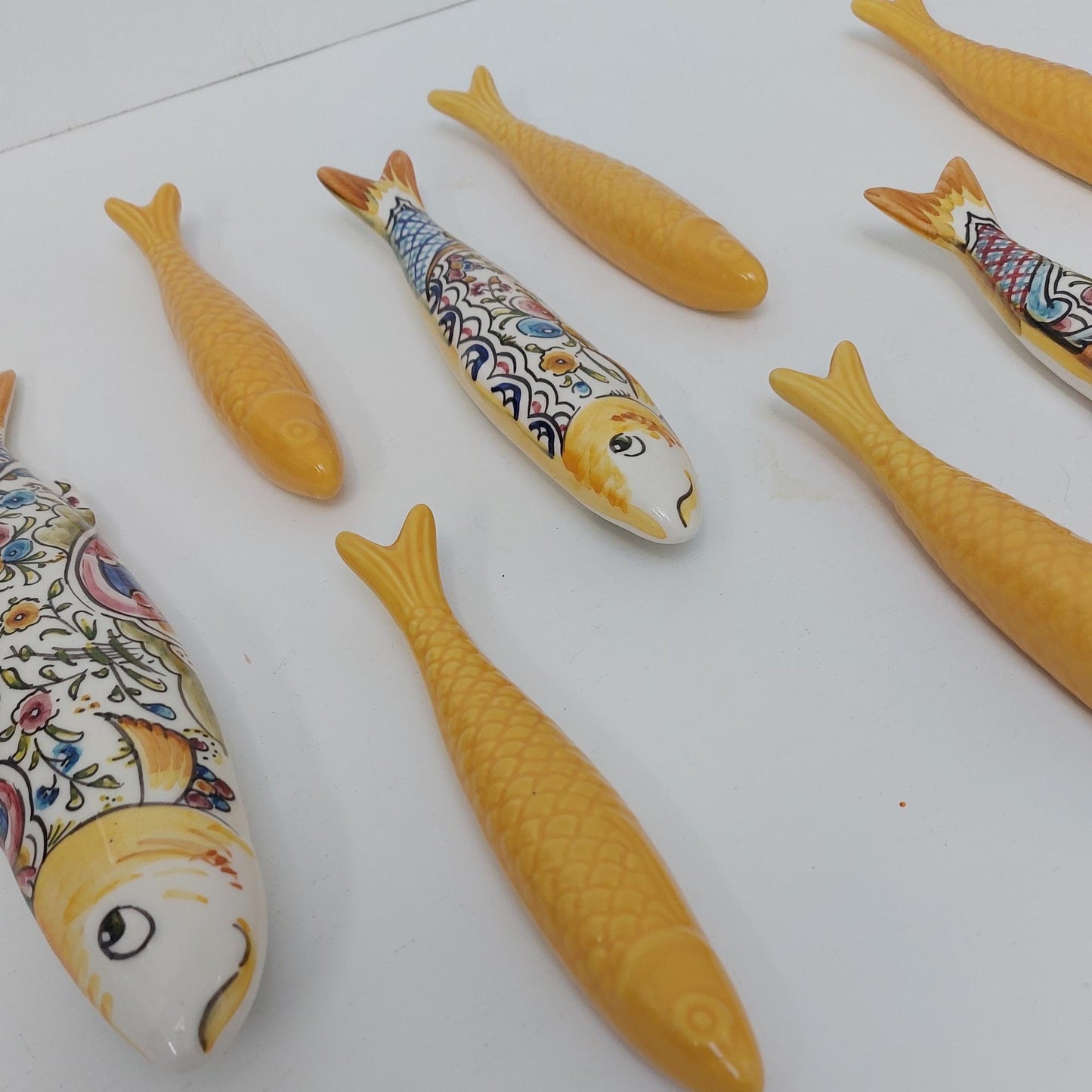 Ceramic sardines Set of 10, Portuguese sardines wall art, sardines wall decoration, traditional ceramic, Portuguese ceramic