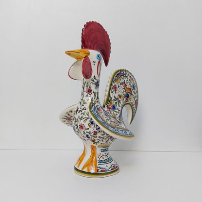 Hand Painted Portuguese Rooster Figurine, Coimbra Ceramic Folk Art