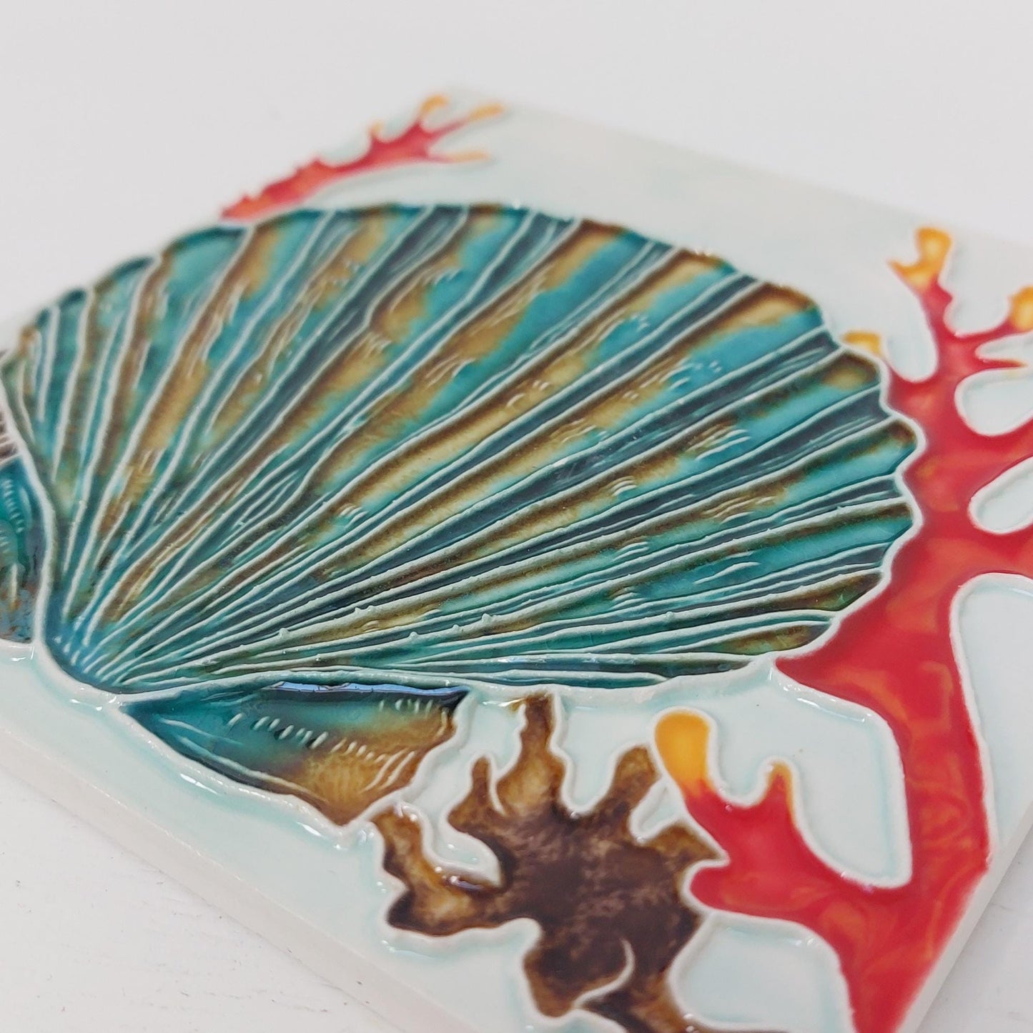 Hand-Painted Portuguese Ceramic Tile, Ocean Wall Art