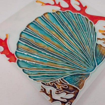 Hand-Painted Portuguese Ceramic Tile, Ocean Wall Art