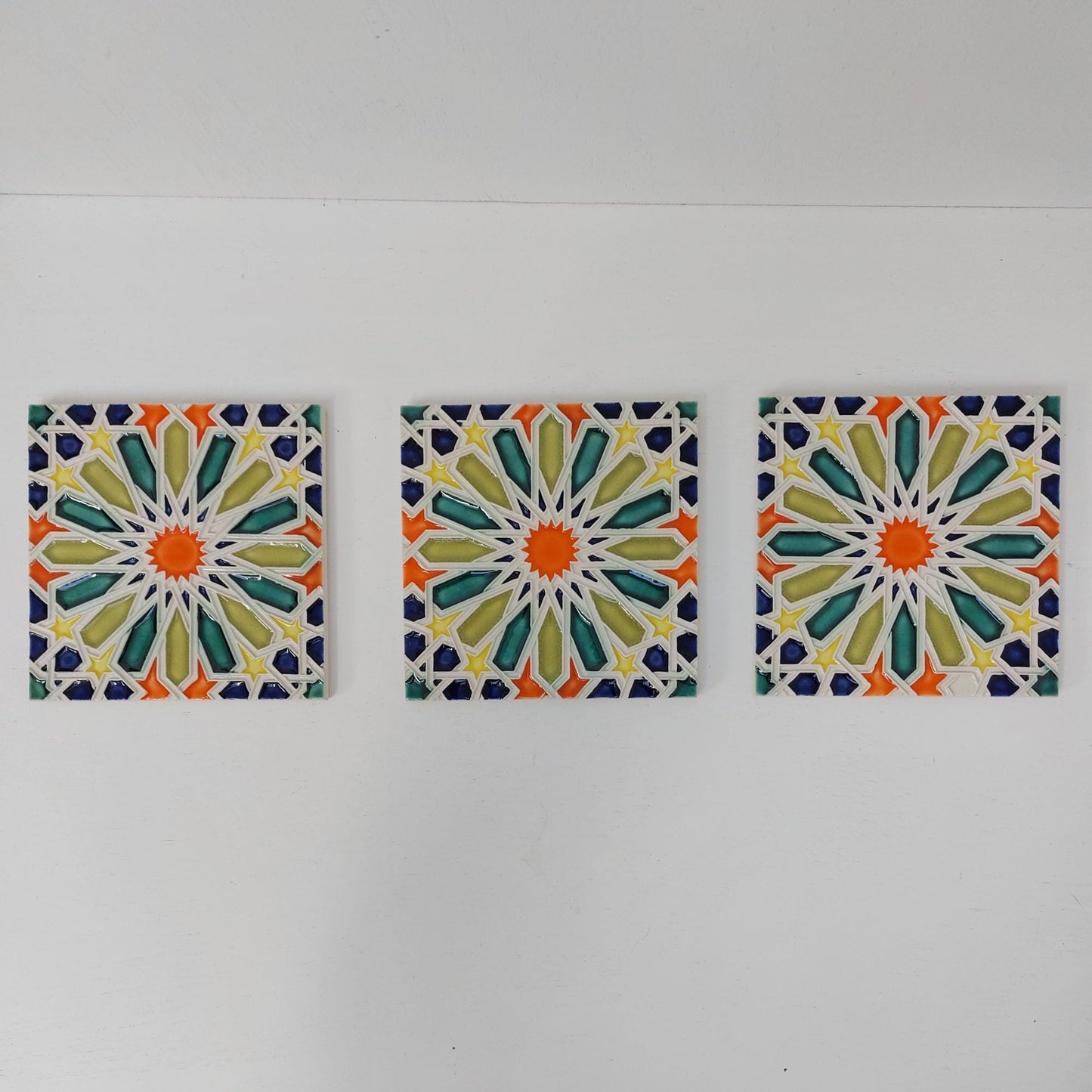 Hand-Painted Portuguese Ceramic Tile Mural, Marine Animals (x3)