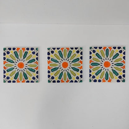 Hand-Painted Portuguese Ceramic Tile Mural, Marine Animals (x3)