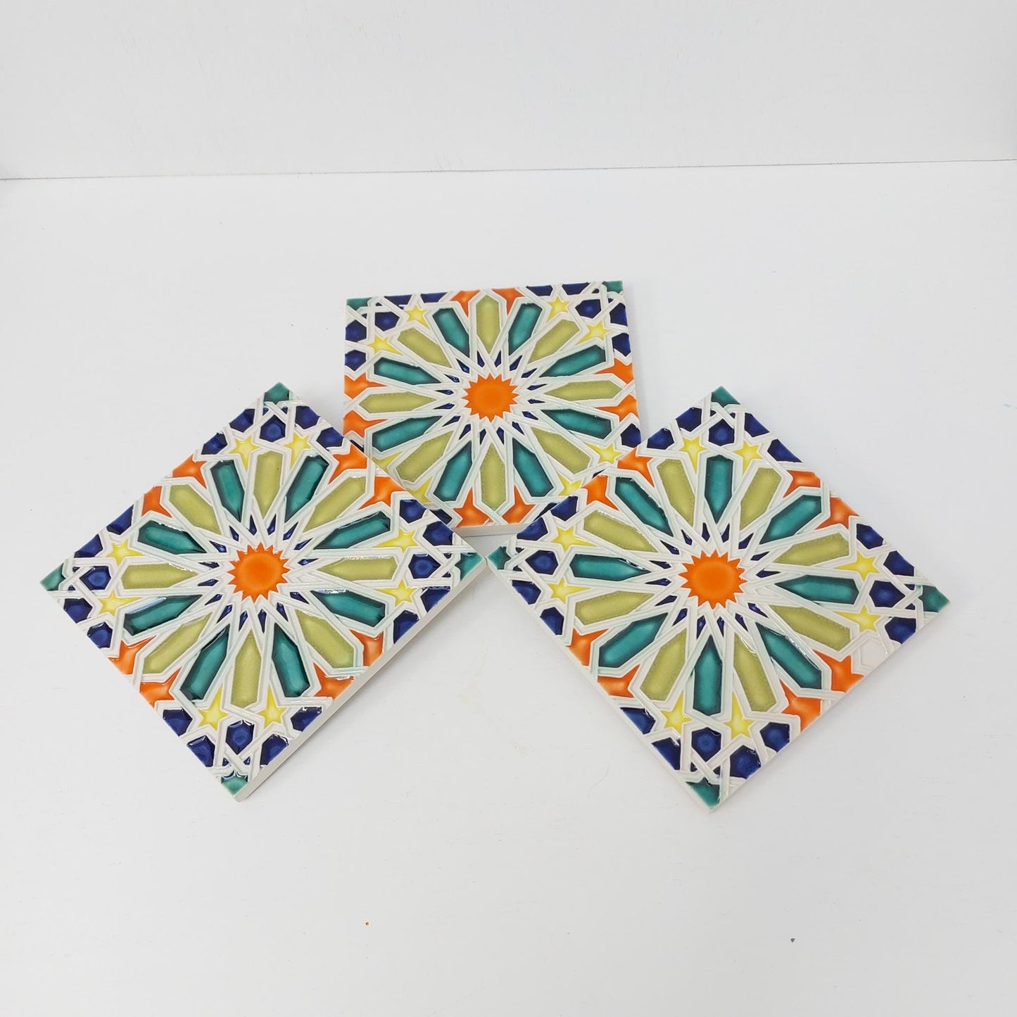 Hand-Painted Portuguese Ceramic Tile Mural, Marine Animals (x3)