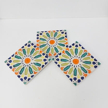 Hand-Painted Portuguese Ceramic Tile Mural, Marine Animals (x3)