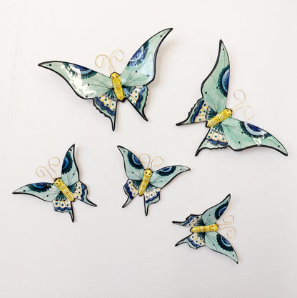 Hand-Painted Ceramic Butterfly Wall Art, 3D Butterfly Mural (Set of 5)