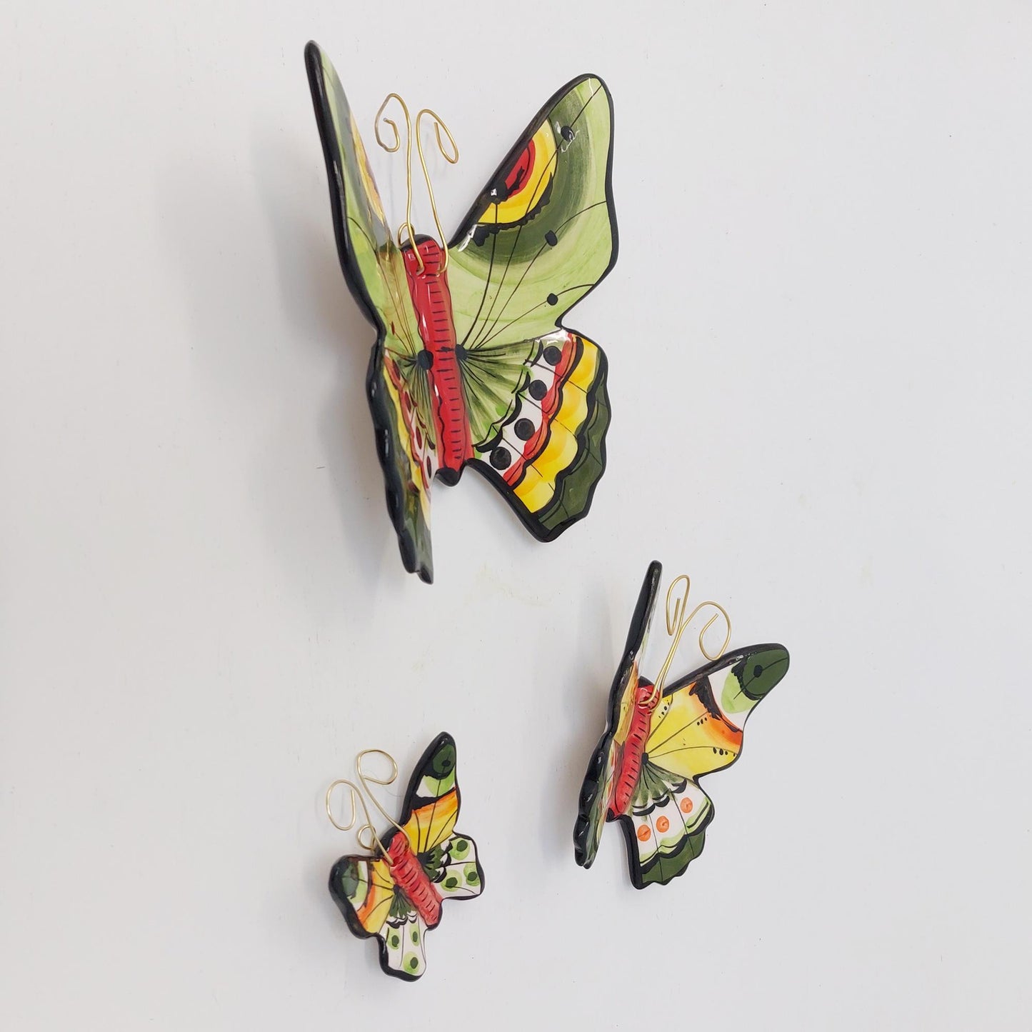 Hand-Painted Ceramic Butterfly Wall Art, 3D Mural (Set of 6)