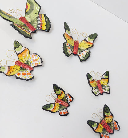 Hand-Painted Ceramic Butterfly Wall Art, 3D Mural (Set of 6)