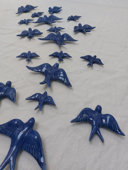Hand-Painted Ceramic Swallows Wall Art – Set of 30 Portugal Souvenir