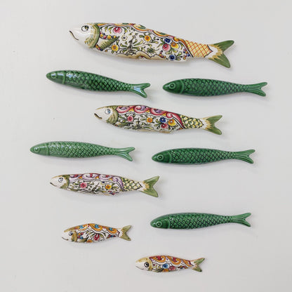 Hand-Painted Ceramic Sardines Wall Art, Portuguese Decor, Set of 4