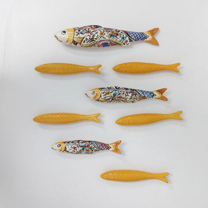 Ceramic sardines Set of 10, Portuguese sardines wall art, sardines wall decoration, traditional ceramic, Portuguese ceramic