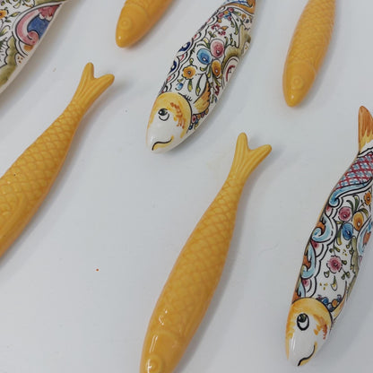 Ceramic sardines Set of 10, Portuguese sardines wall art, sardines wall decoration, traditional ceramic, Portuguese ceramic