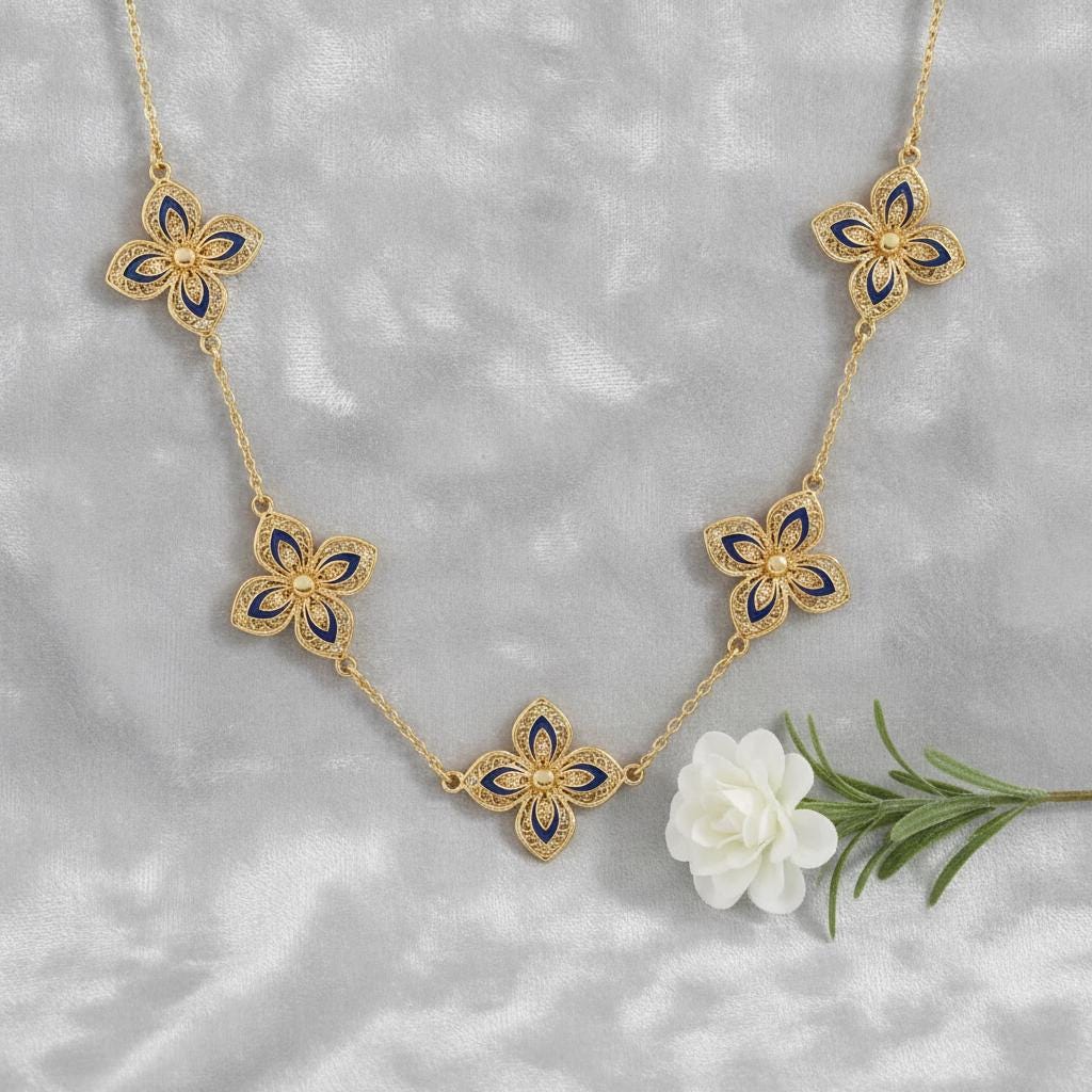 Portuguese Filigree Jewelry with Blue Enamel | Gift for Mom, Her, Christmas