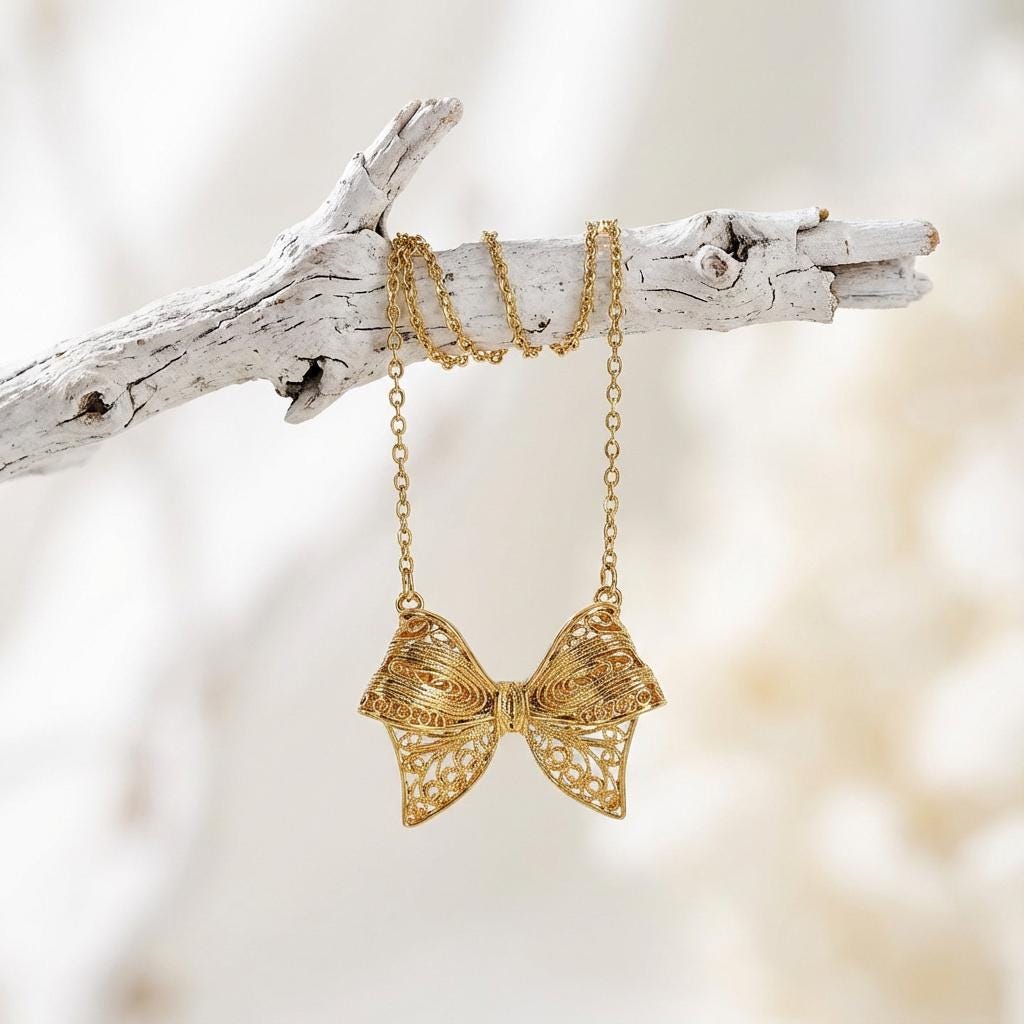 Portuguese Filigree Jewelry Necklace in Gold-Plated Stainless Steel | Jewelry Gift for Her