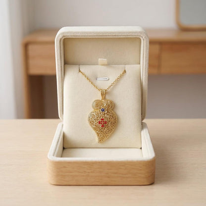 Portuguese Viana Heart Necklace with Maltese Cross | Jewelry Christmas, Mother Day Gifts Her