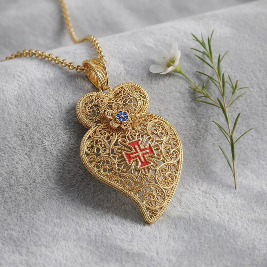 Portuguese Viana Heart Necklace with Maltese Cross | Jewelry Christmas, Mother Day Gifts Her