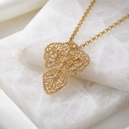 Gold Plated Portuguese Filigree Pendant Necklace | Minho Laça Jewelry