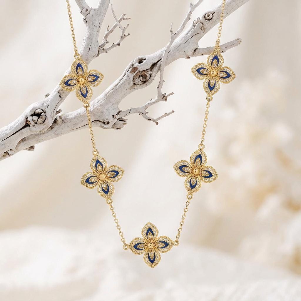 Portuguese Filigree Jewelry with Blue Enamel | Gift for Mom, Her, Christmas