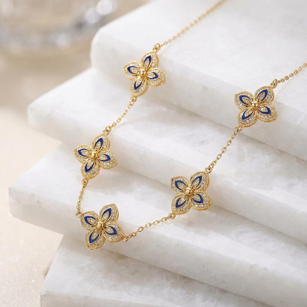 Portuguese Filigree Jewelry with Blue Enamel | Gift for Mom, Her, Christmas
