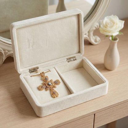 Portuguese Filigree Cross Necklace with Blue Enamel Flowers | Christian Cross Gift for Her