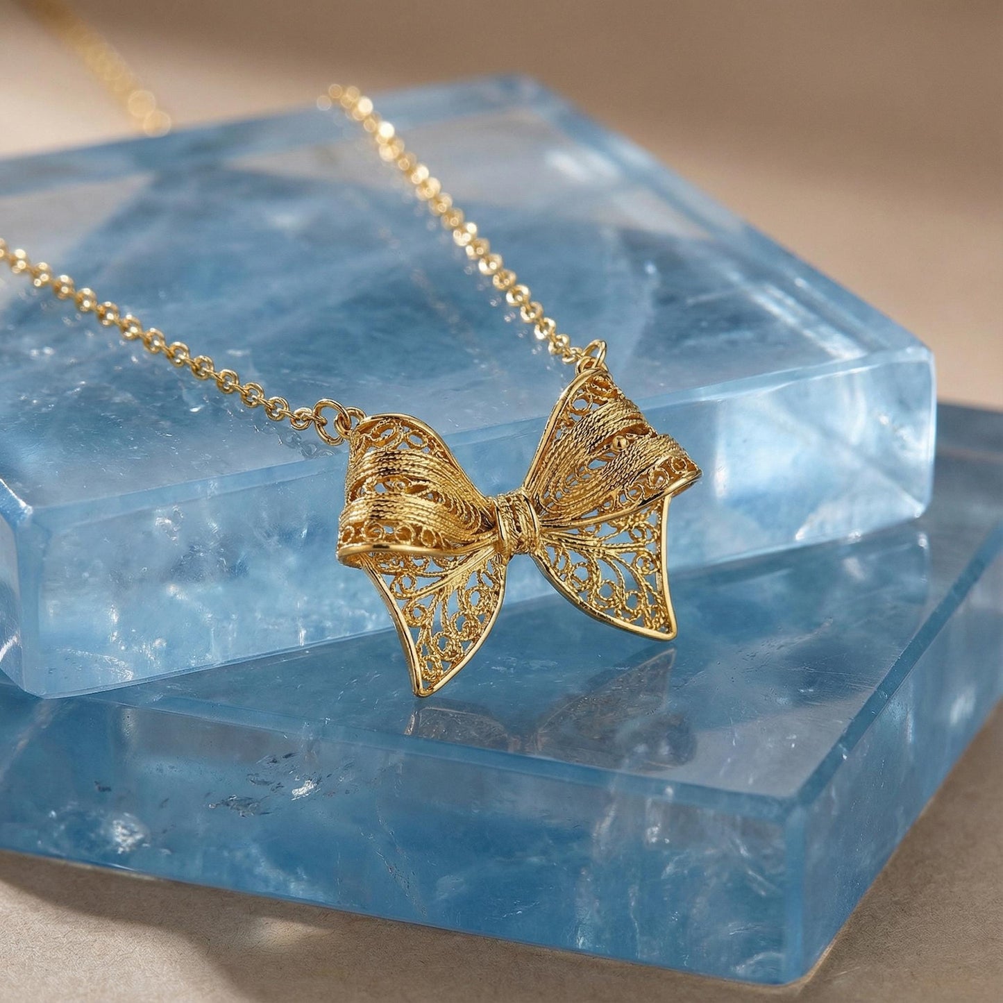 Portuguese Filigree Jewelry Necklace in Gold-Plated Stainless Steel | Jewelry Gift for Her
