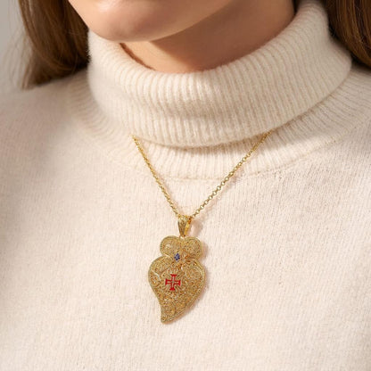 Portuguese Viana Heart Necklace with Maltese Cross | Jewelry Christmas, Mother Day Gifts Her