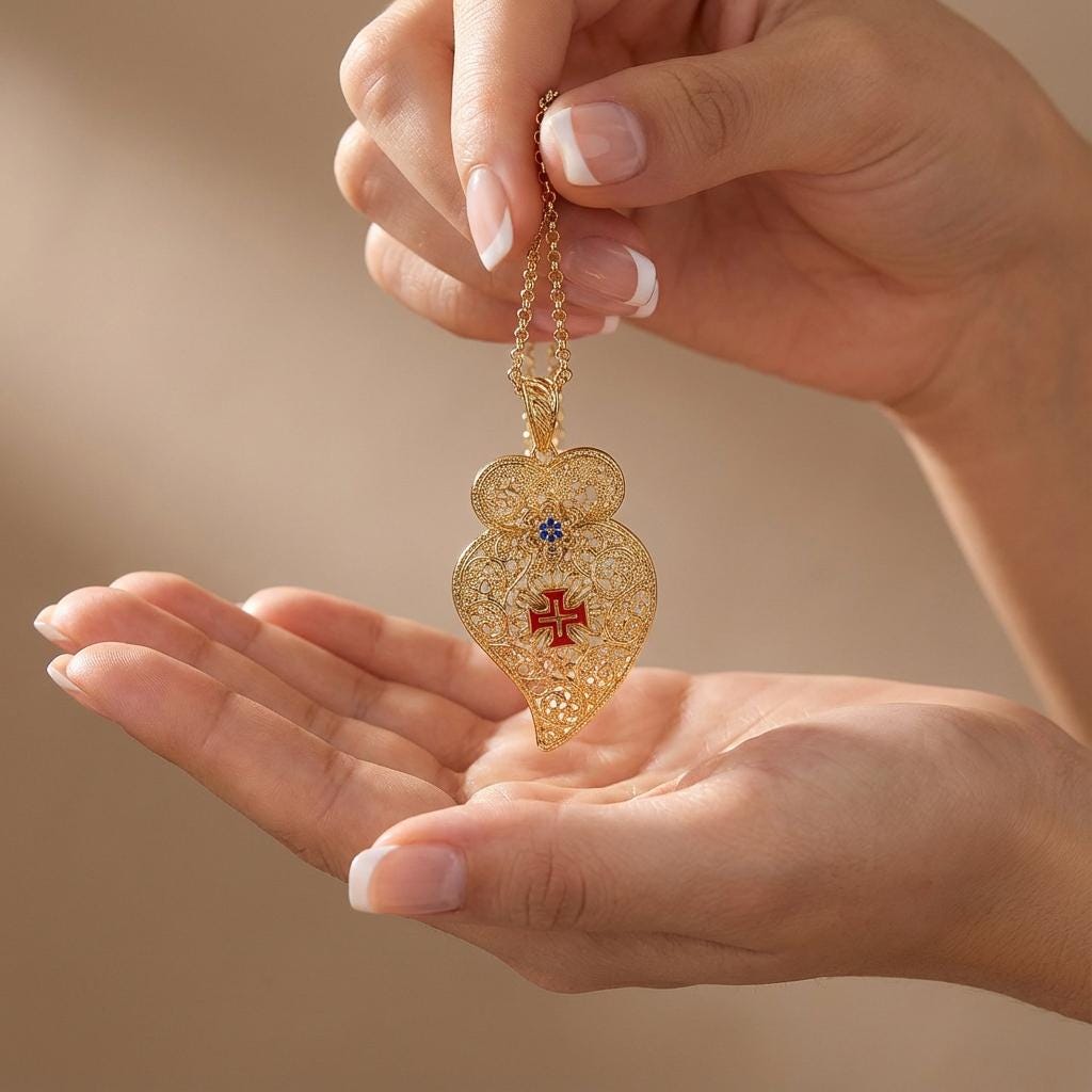 Portuguese Viana Heart Necklace with Maltese Cross | Jewelry Christmas, Mother Day Gifts Her