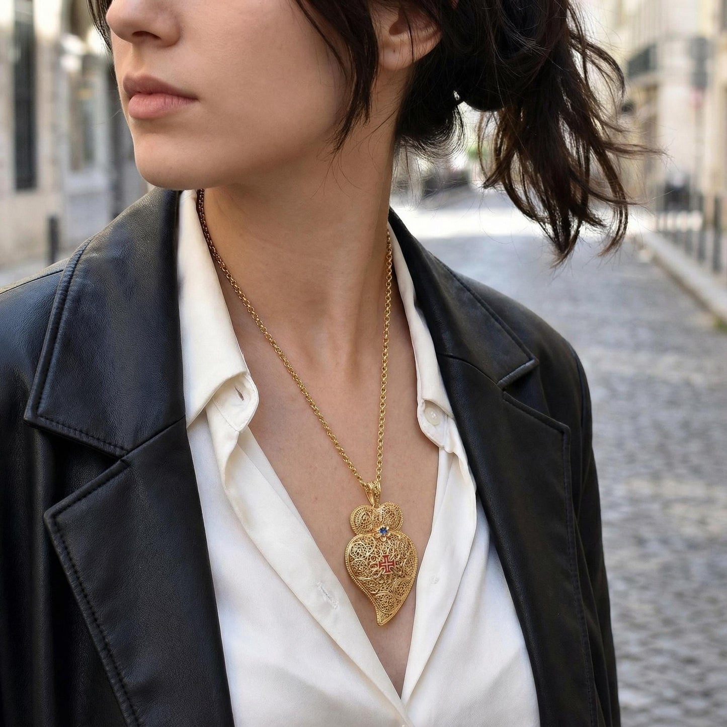 Portuguese Viana Heart Necklace with Maltese Cross XL | Jewelry Christmas, Mother Day Gifts Her