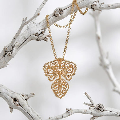 Gold Plated Portuguese Filigree Pendant Necklace | Minho Laça Jewelry