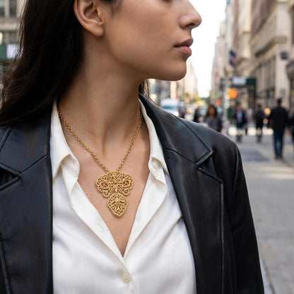Gold Plated Portuguese Filigree Pendant Necklace | Minho Laça Jewelry