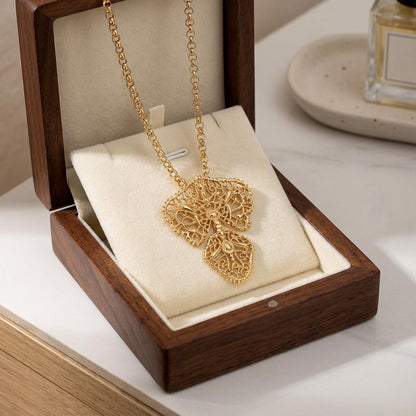 Gold Plated Portuguese Filigree Pendant Necklace | Minho Laça Jewelry