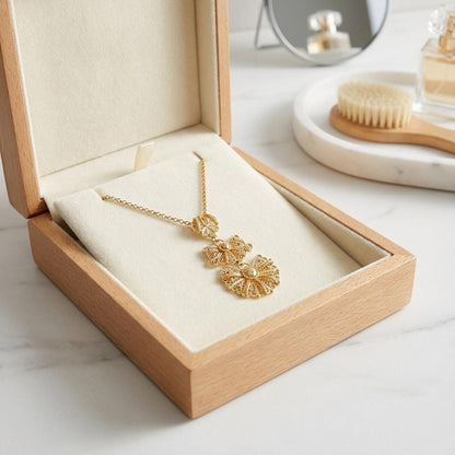 Portuguese Laça Pendant Necklace Gold Plated | Minho Filigree Jewelry Gifts for Christmas, Mother day
